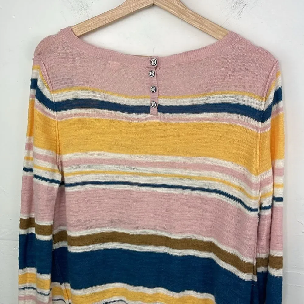 Moth Anthropologie Pink Striped Sweater pullover Lightweight size Medium